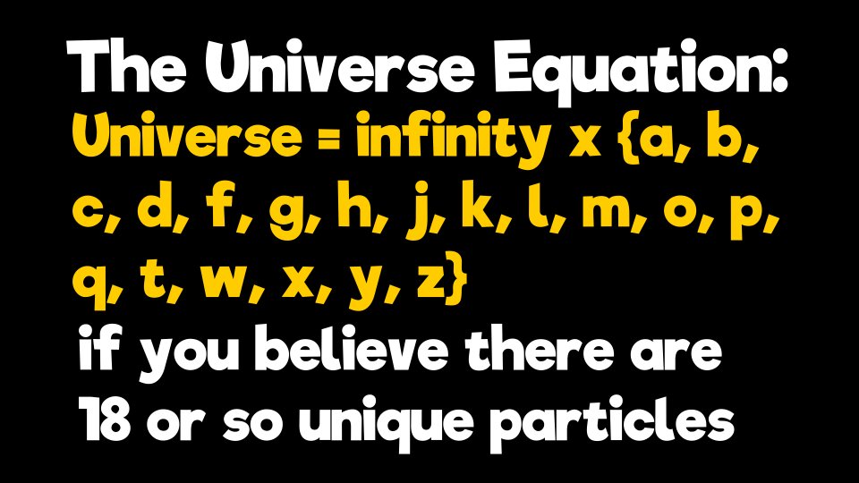 The Universe Equation Infinity Times A B C D F G H J K L M O P Q T W X Y Z
